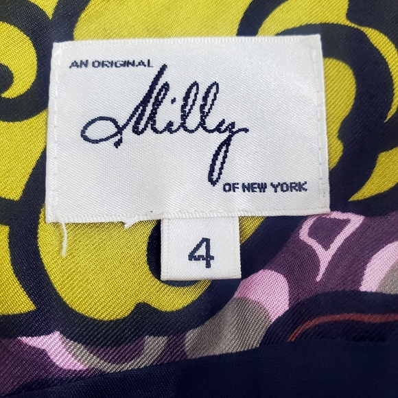 Milly | 100% Silk Gallerina Floral Print Ruffled Sleeve Asymmetrical Mini Dress - Picture 9 of 9